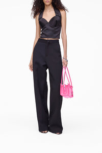 Top à dos nu en satin - Black