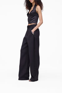 Top à dos nu en satin - Black