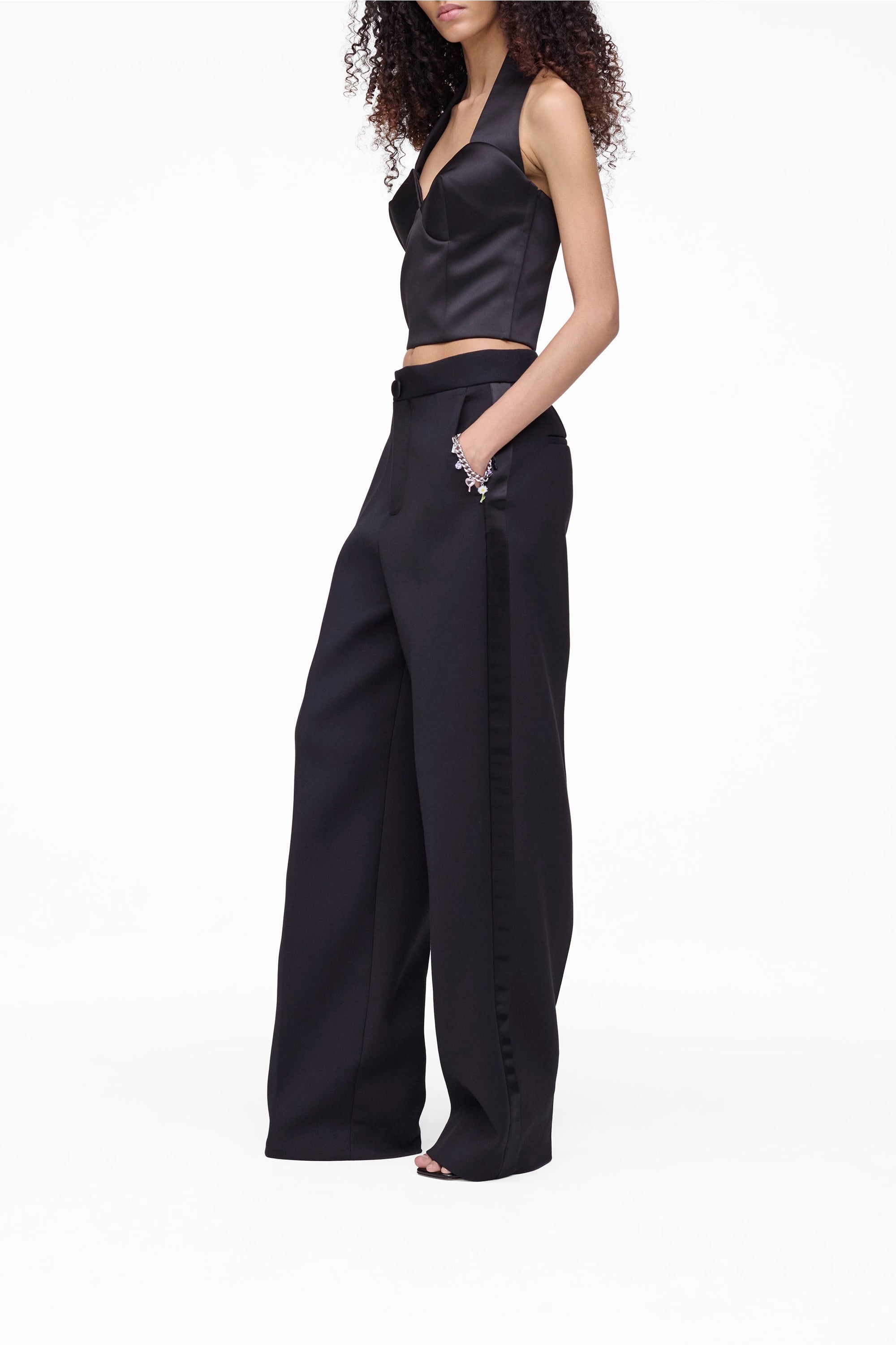 Top à dos nu en satin - Black
