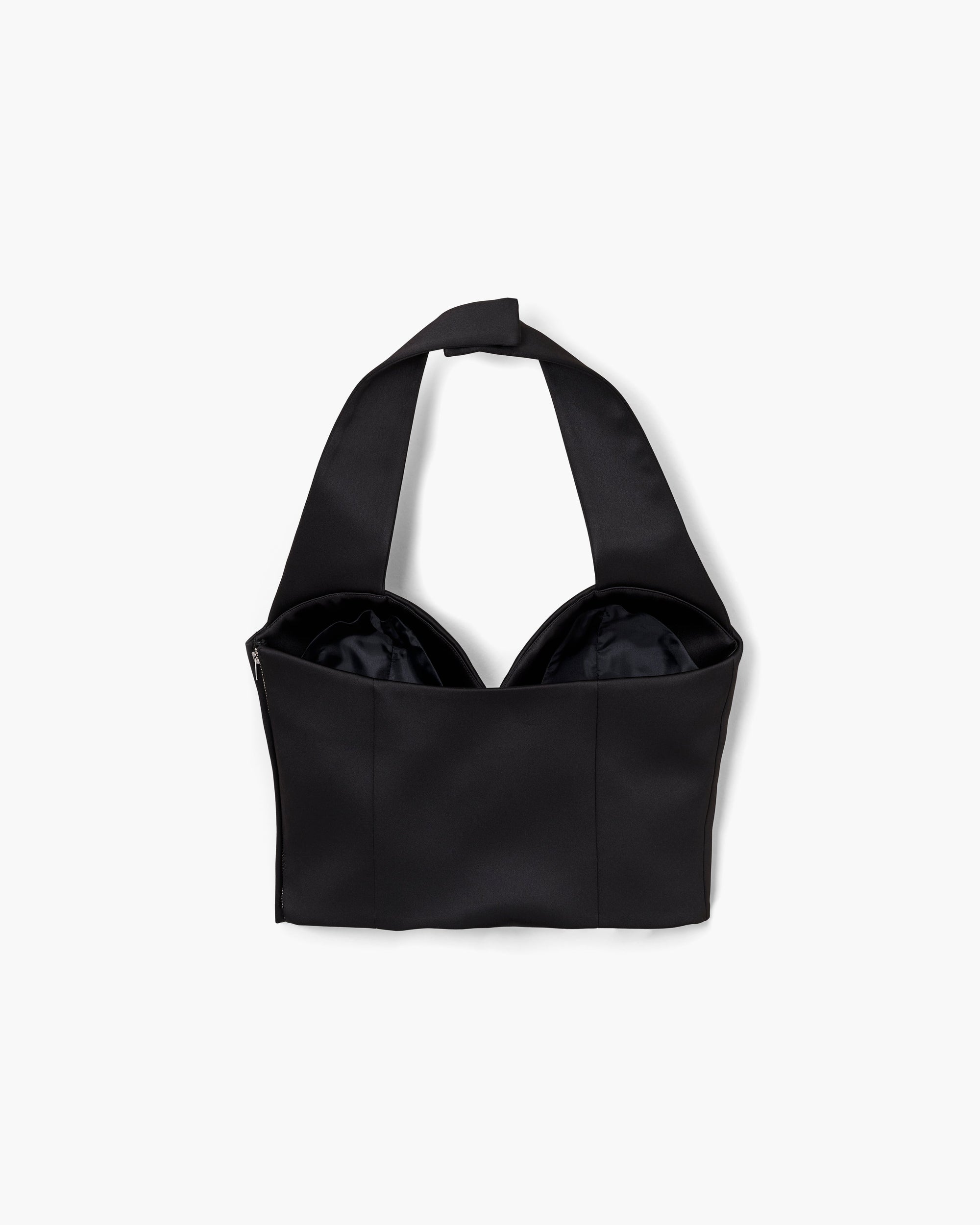 Top à dos nu en satin - Black