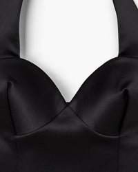 Top à dos nu en satin - Black