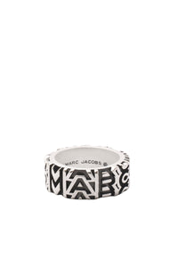 Bague gravée Monogram en laiton - Aged Silver