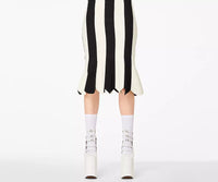 Jupe midi à rayures épaisses - Black & Ivory