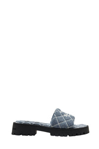 Sandales en denim matelassé - Light Wash Indigo