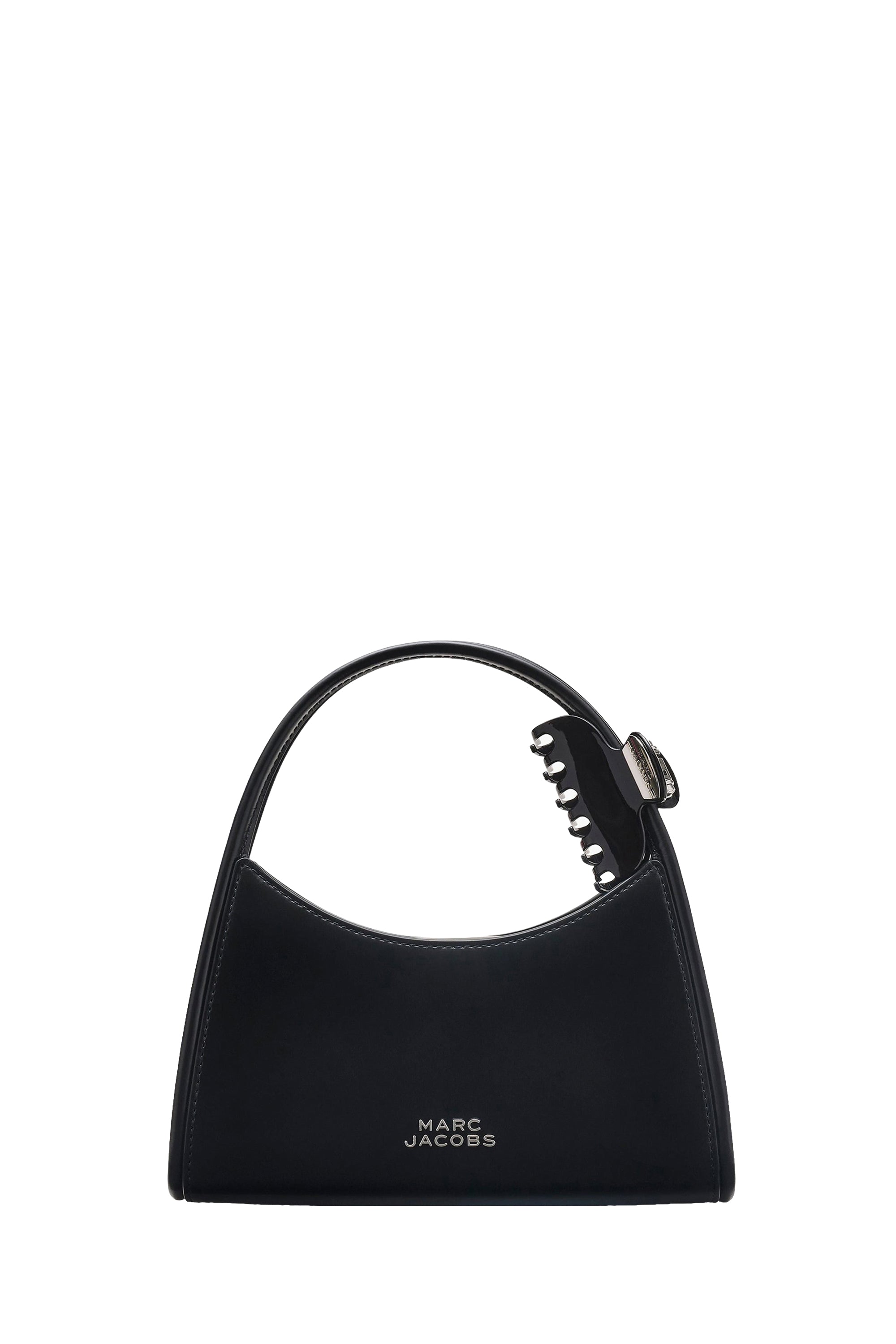 The Glam Claw Clip Leather Bag - Black