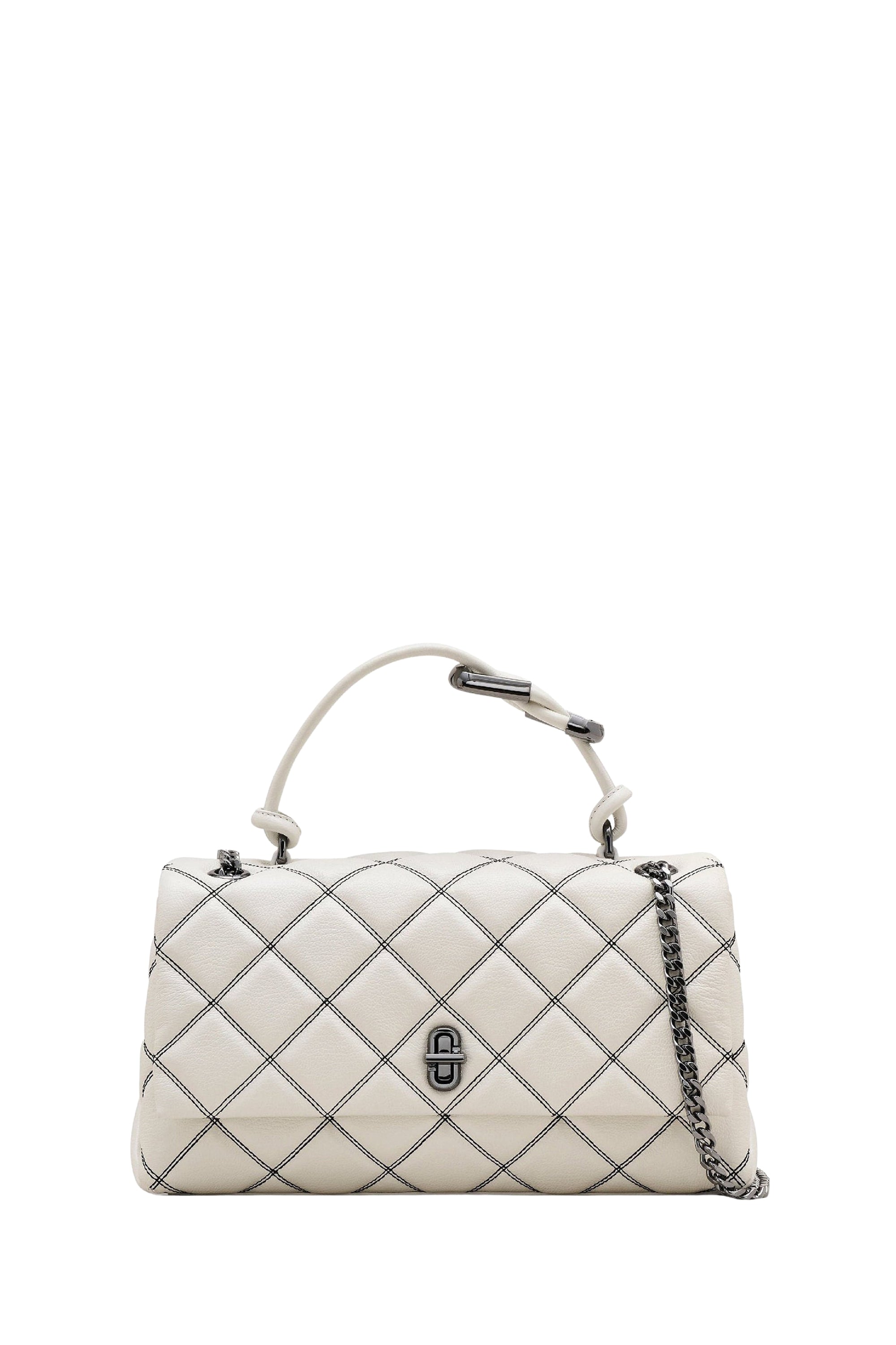 Sac The Dual Chain Shoulder matelassé en cuir - White & Black