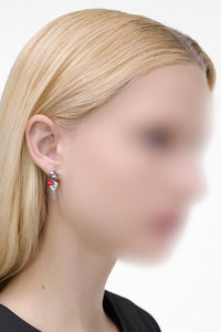 Boucles d'oreilles asymétriques en laiton - Silver & Red