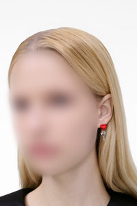 Boucles d'oreilles asymétriques en laiton - Silver & Red