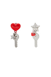 Boucles d'oreilles asymétriques en laiton - Silver & Red
