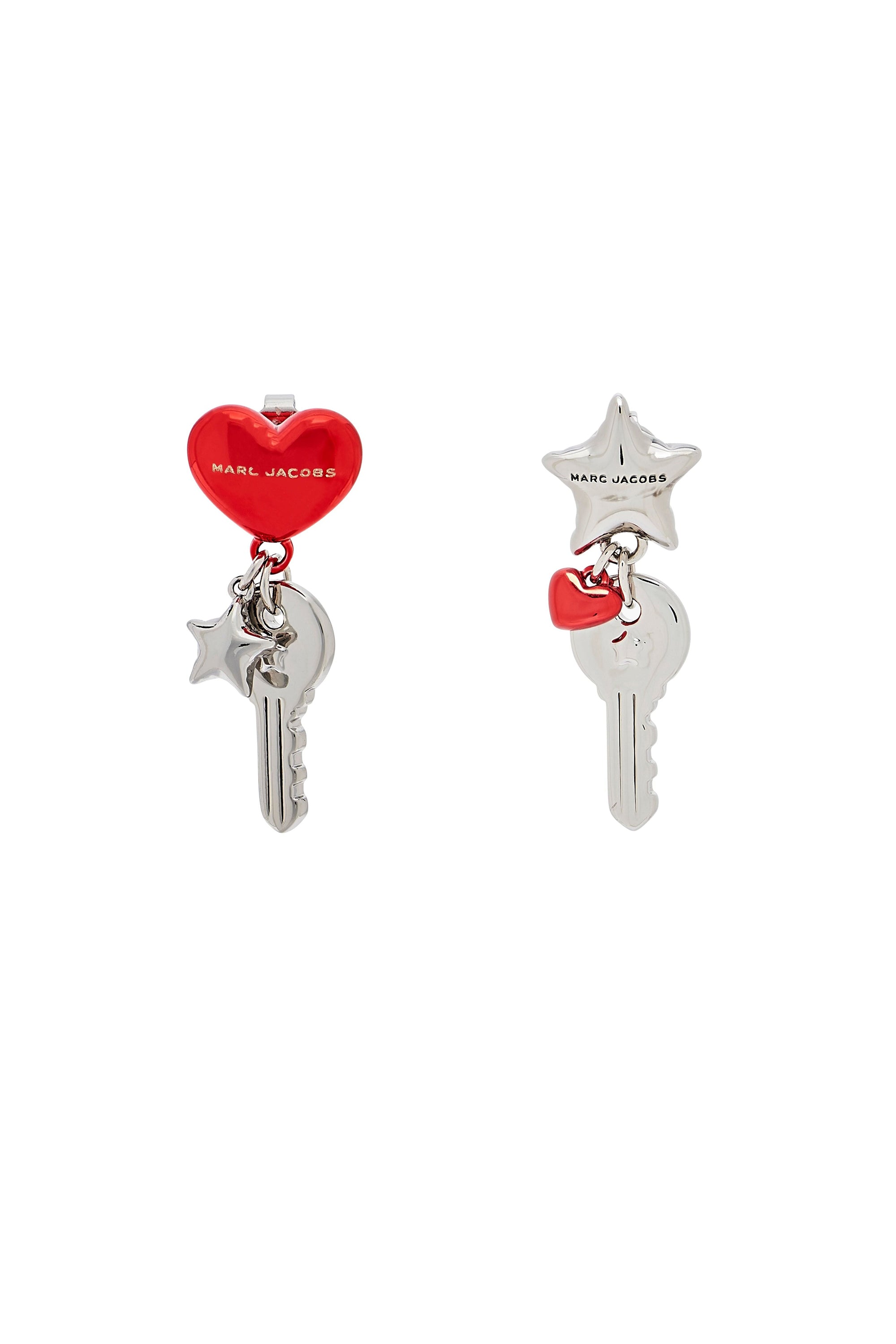 Boucles d'oreilles asymétriques en laiton - Silver & Red