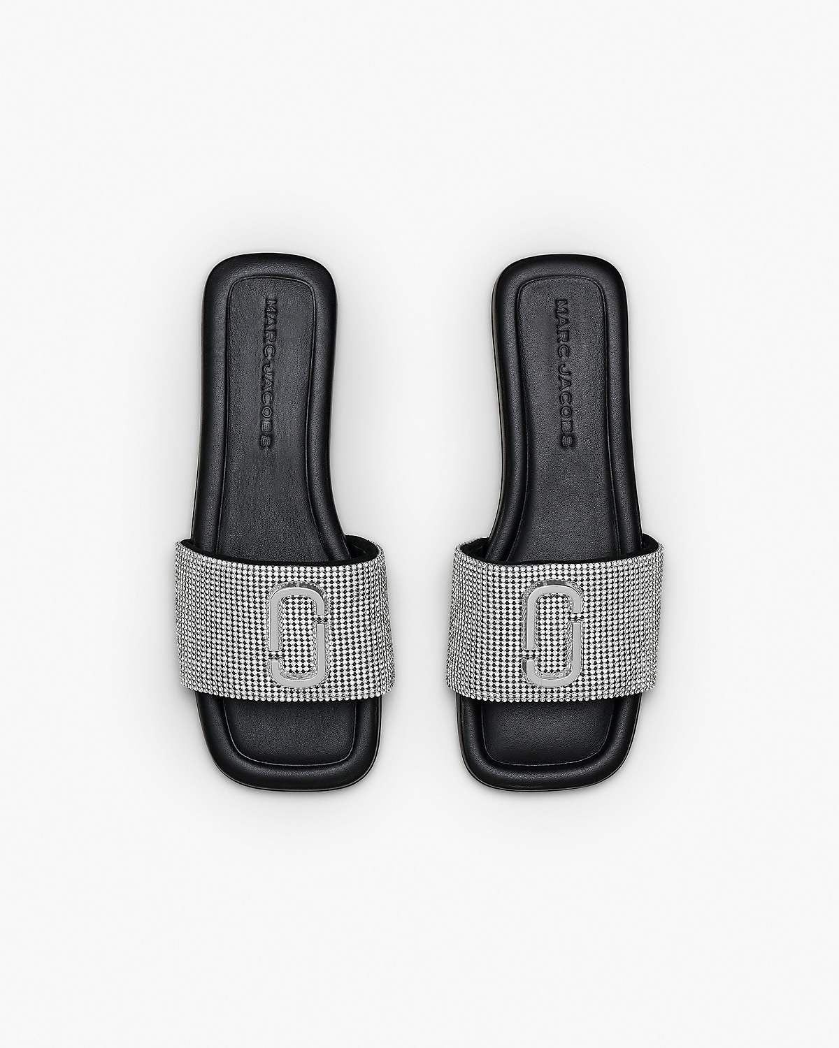 Mules The J Marc avec logo à strass en cuir - Argente