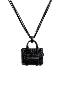 Collier The Tote Bag avec strass en laiton - Black & Black Crystal