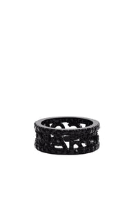 1 NEW / 5 TROCA /31,5€   Bague monogramme pavé en laiton - Black & Black Crystal