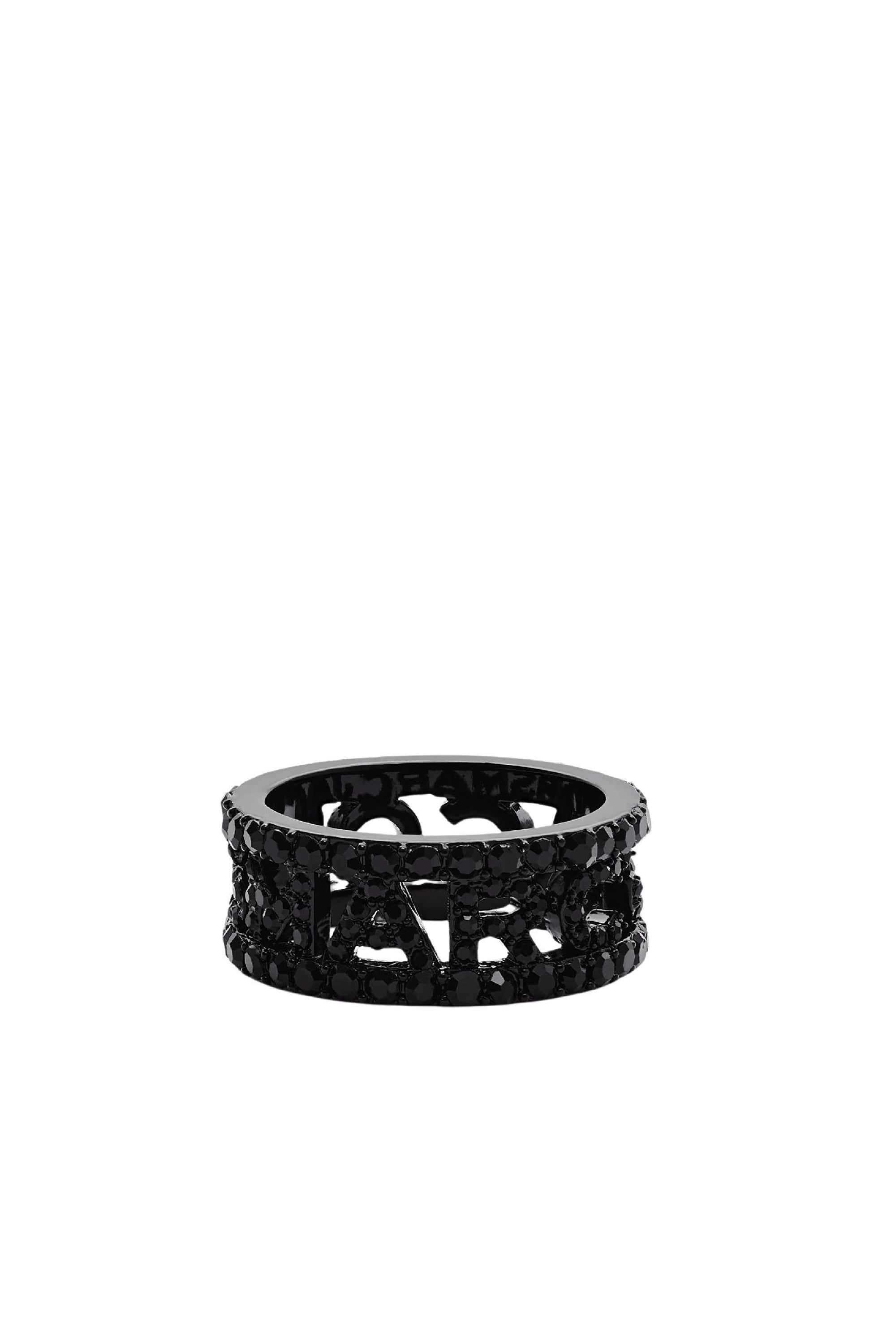 1 NEW / 5 TROCA /31,5€   Bague monogramme pavé en laiton - Black & Black Crystal