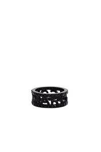 Pave Monogram brass ring - Black & Black Crystal