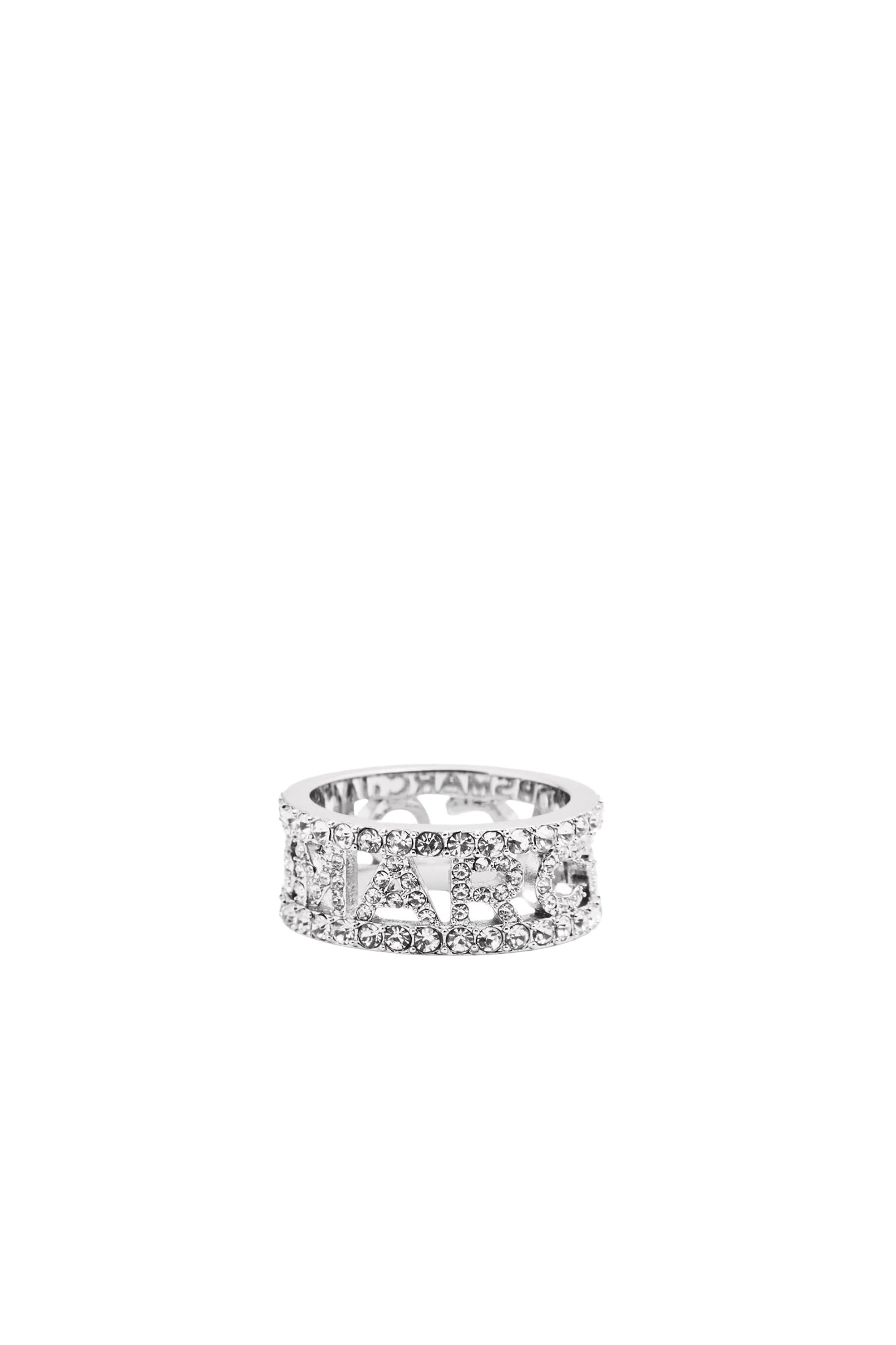 Pave Monogram brass ring - Silver & Crystal