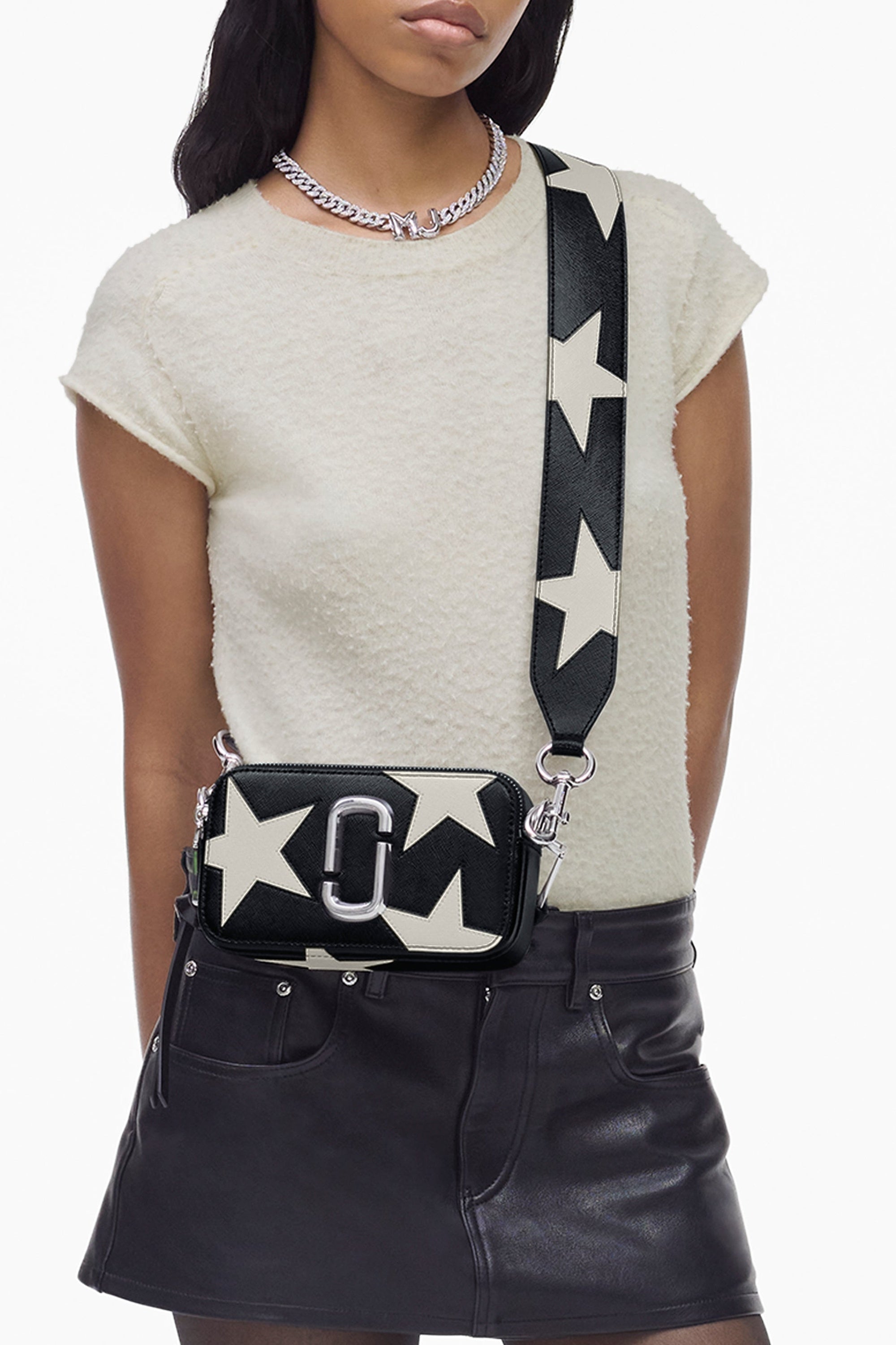 Sac à bandoulière Snapshot en cuir - Black & White