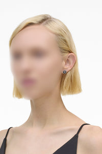 Boucles d'oreilles Bouton en laiton - Silver & Black