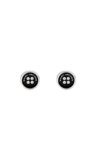 Boucles d'oreilles Bouton en laiton - Silver & Black
