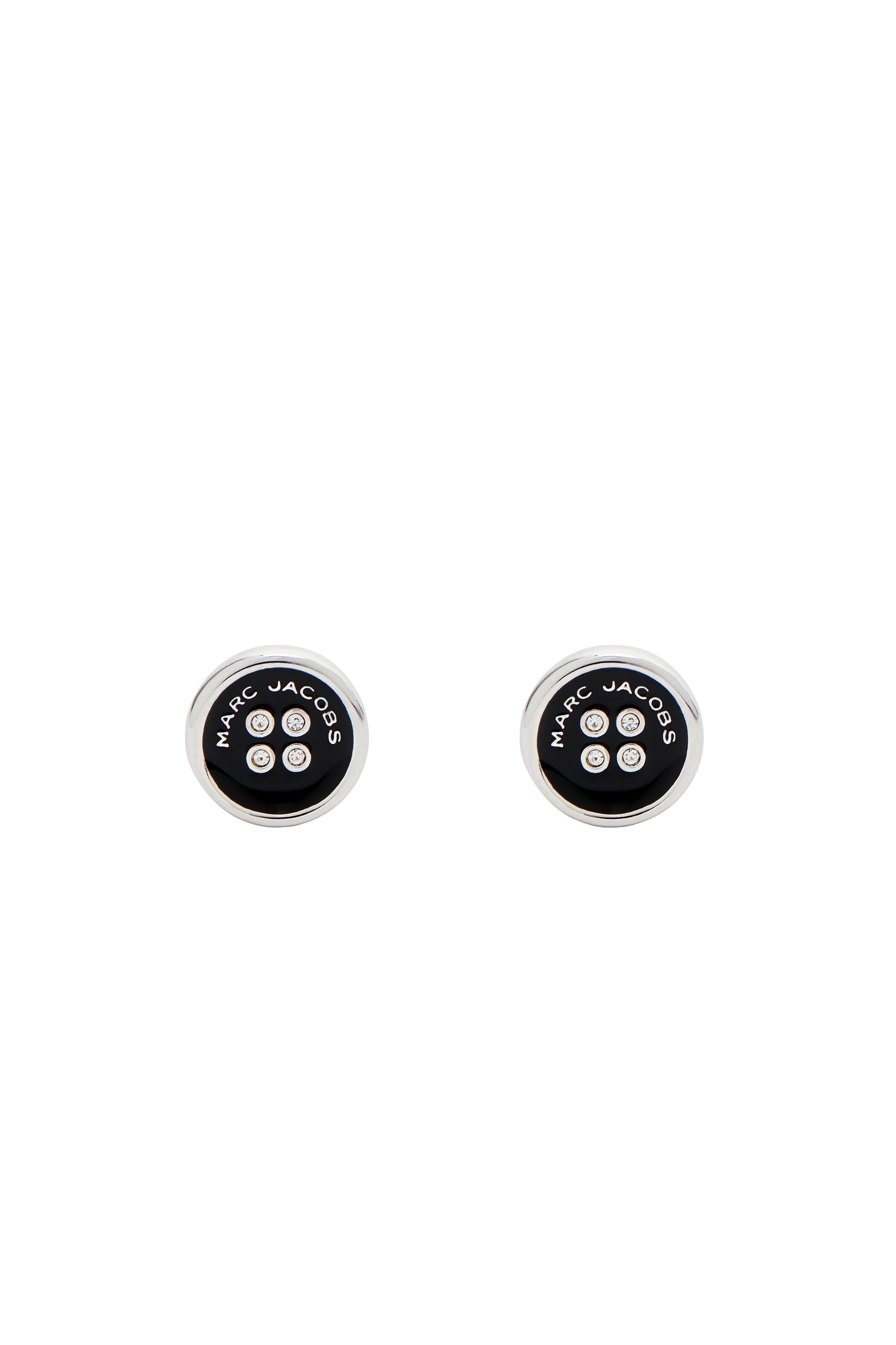 Boucles d'oreilles Bouton en laiton - Silver & Black