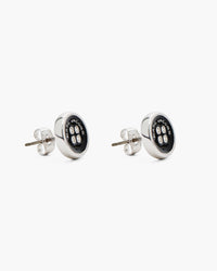Boucles d'oreilles Bouton en laiton - Silver & Black