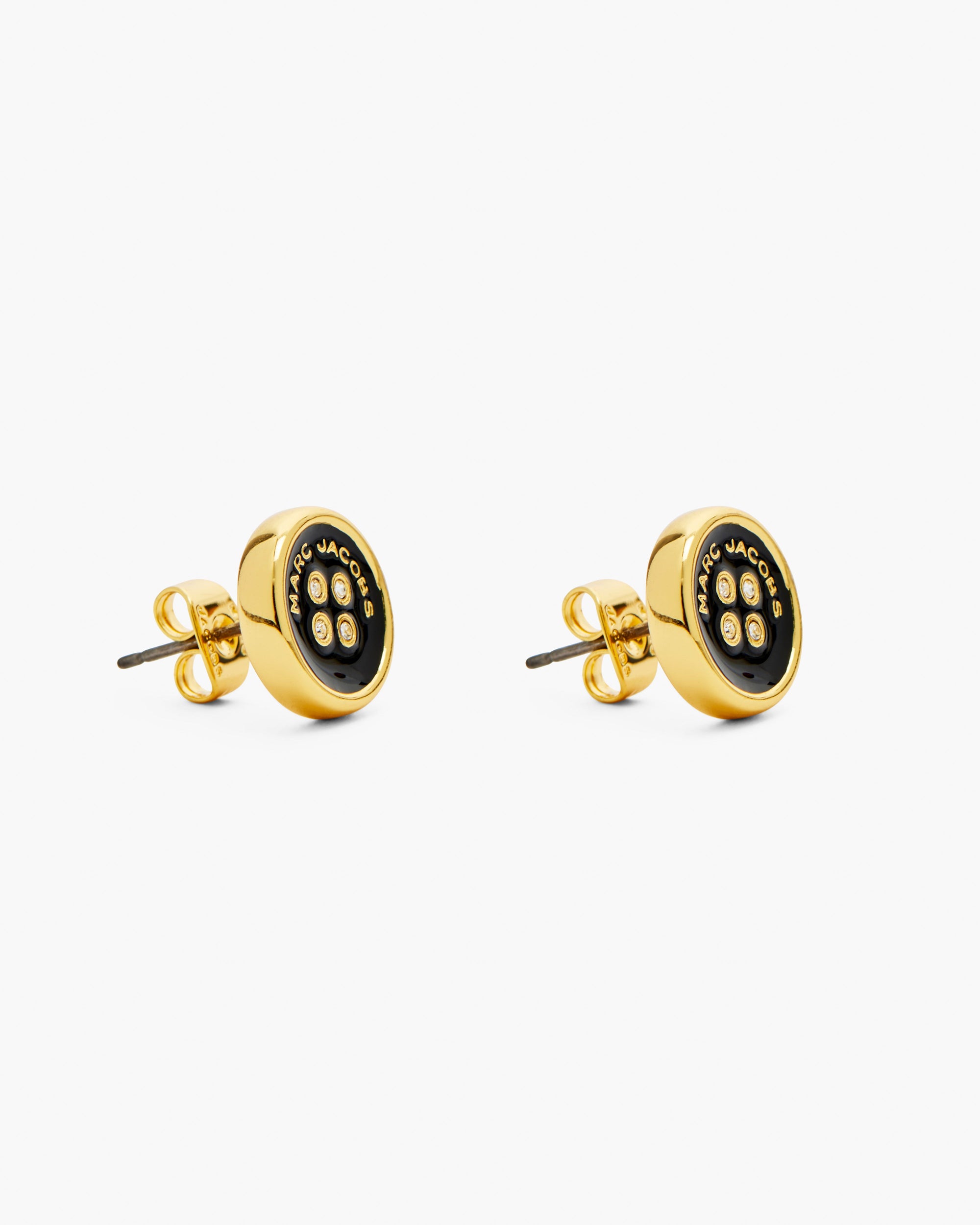 Boucles d'oreilles Bouton en laiton - Gold & Black