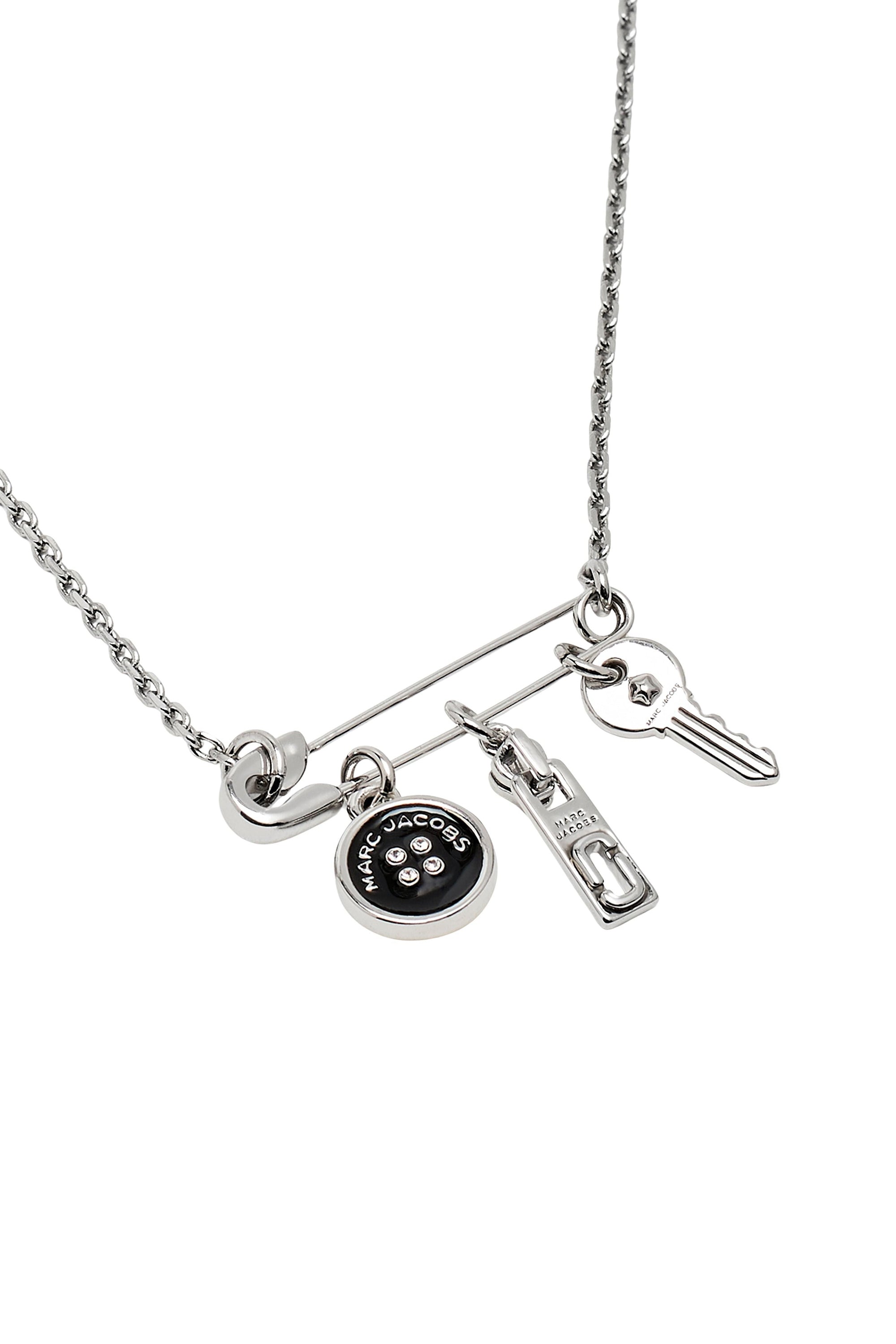 Collier épingle à charms en laiton - Silver & Black