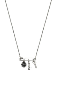 Collier épingle à charms en laiton - Silver & Black