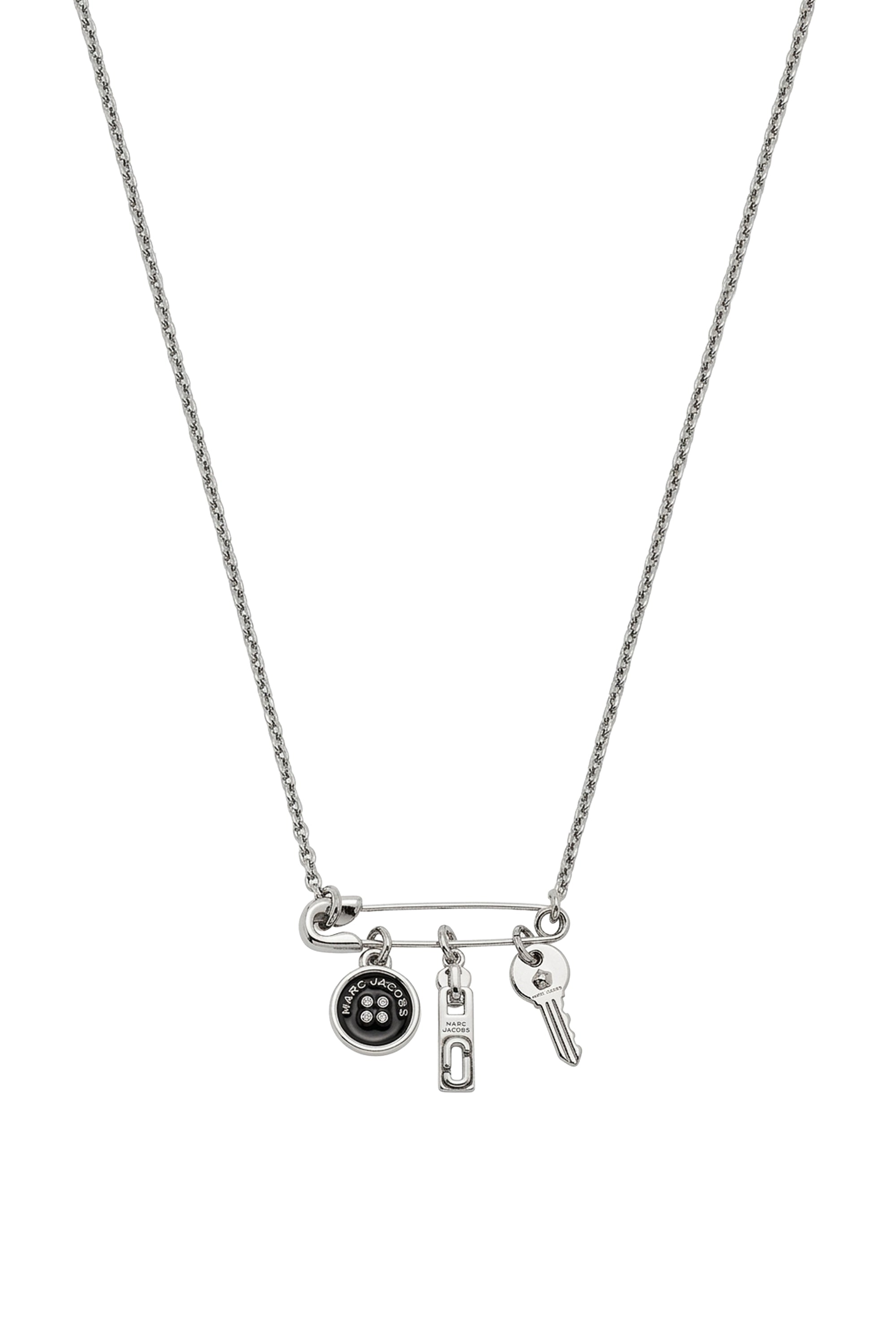 Collier épingle à charms en laiton - Silver & Black
