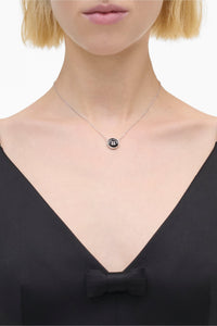 Collier à pendentif Bouton en laiton - Silver & Black