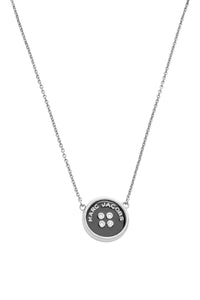 Collier à pendentif Bouton en laiton - Silver & Black