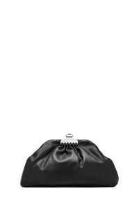Leather Clip-On Clutch - Black