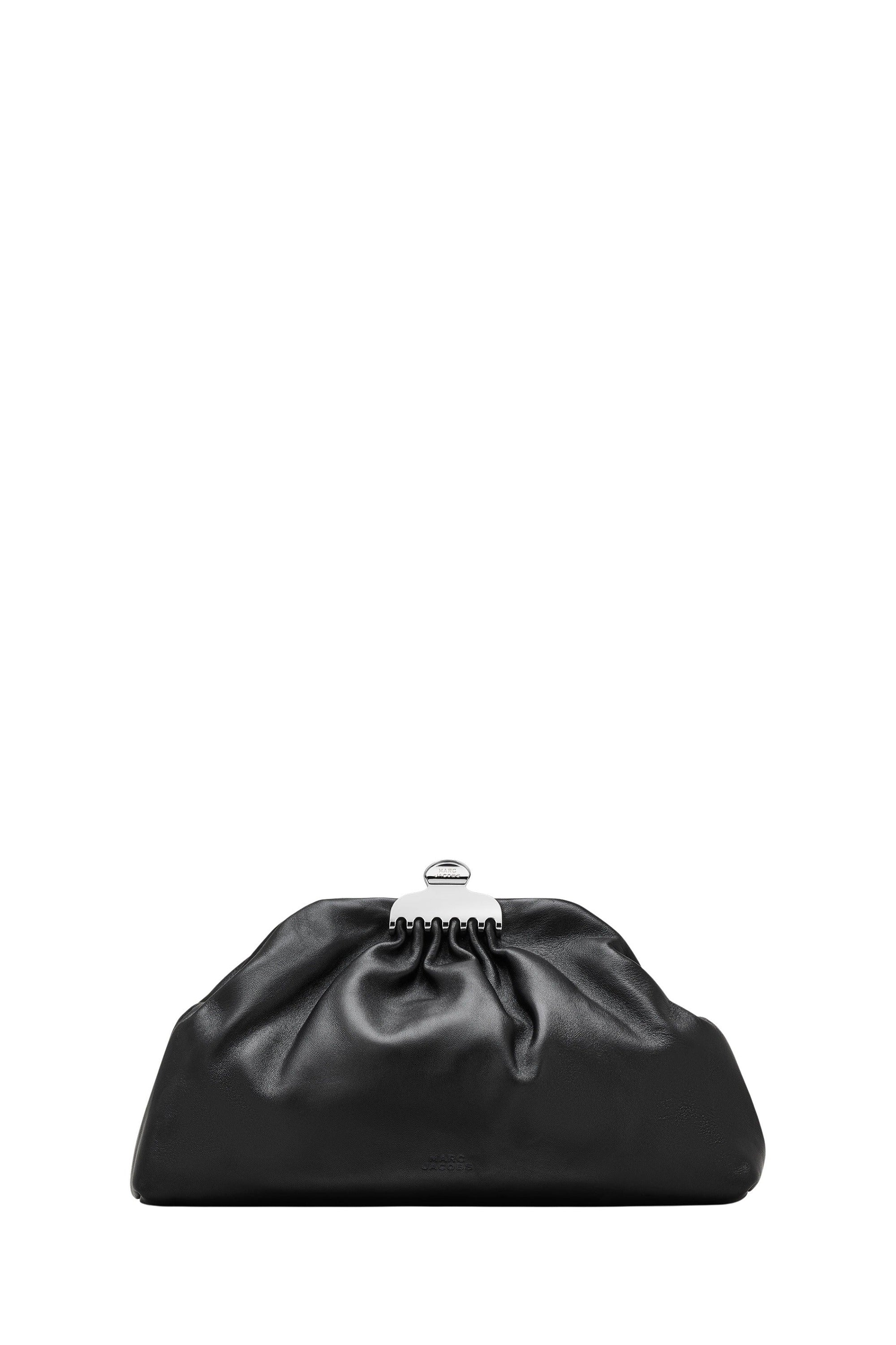 Leather Clip-On Clutch - Black