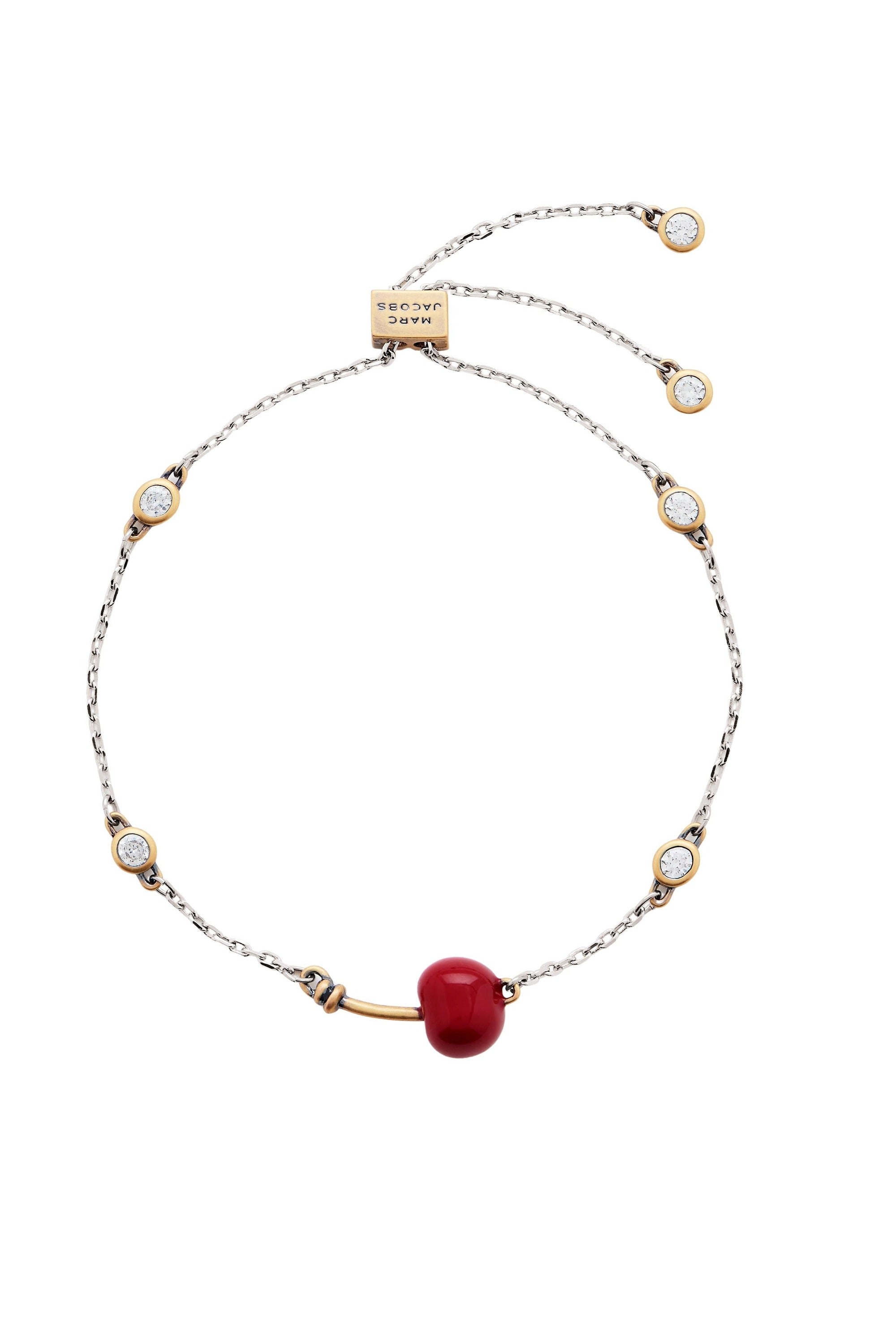 Bracelet à Coulisseau en Cristal Cerise - Silver & Red