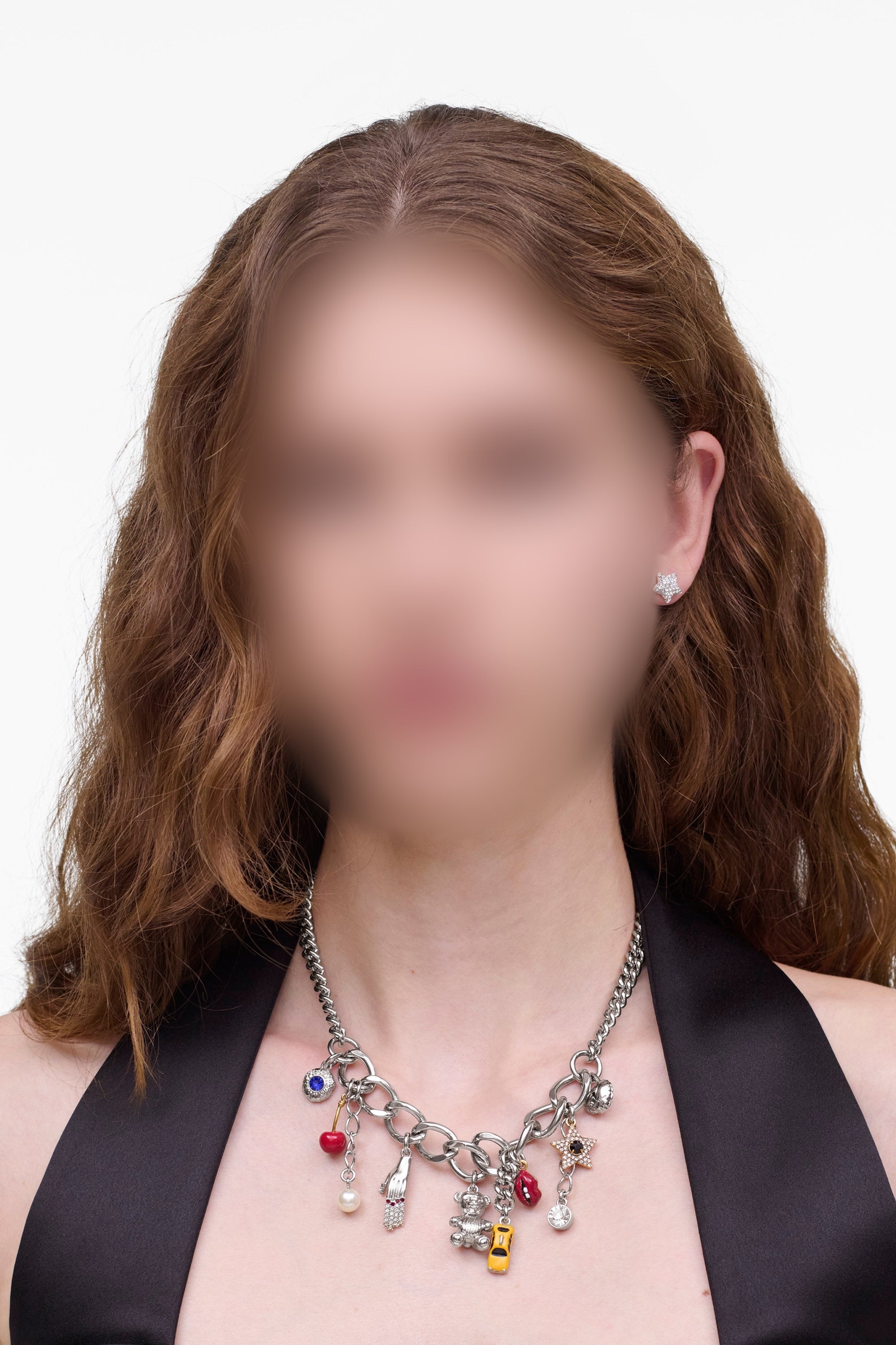 Collier chaine à breloques en laiton - Silver & Multi