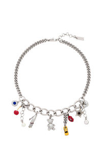 Collier chaine à breloques en laiton - Silver & Multi