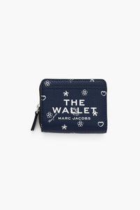 Bandana print leather wallet - Navy