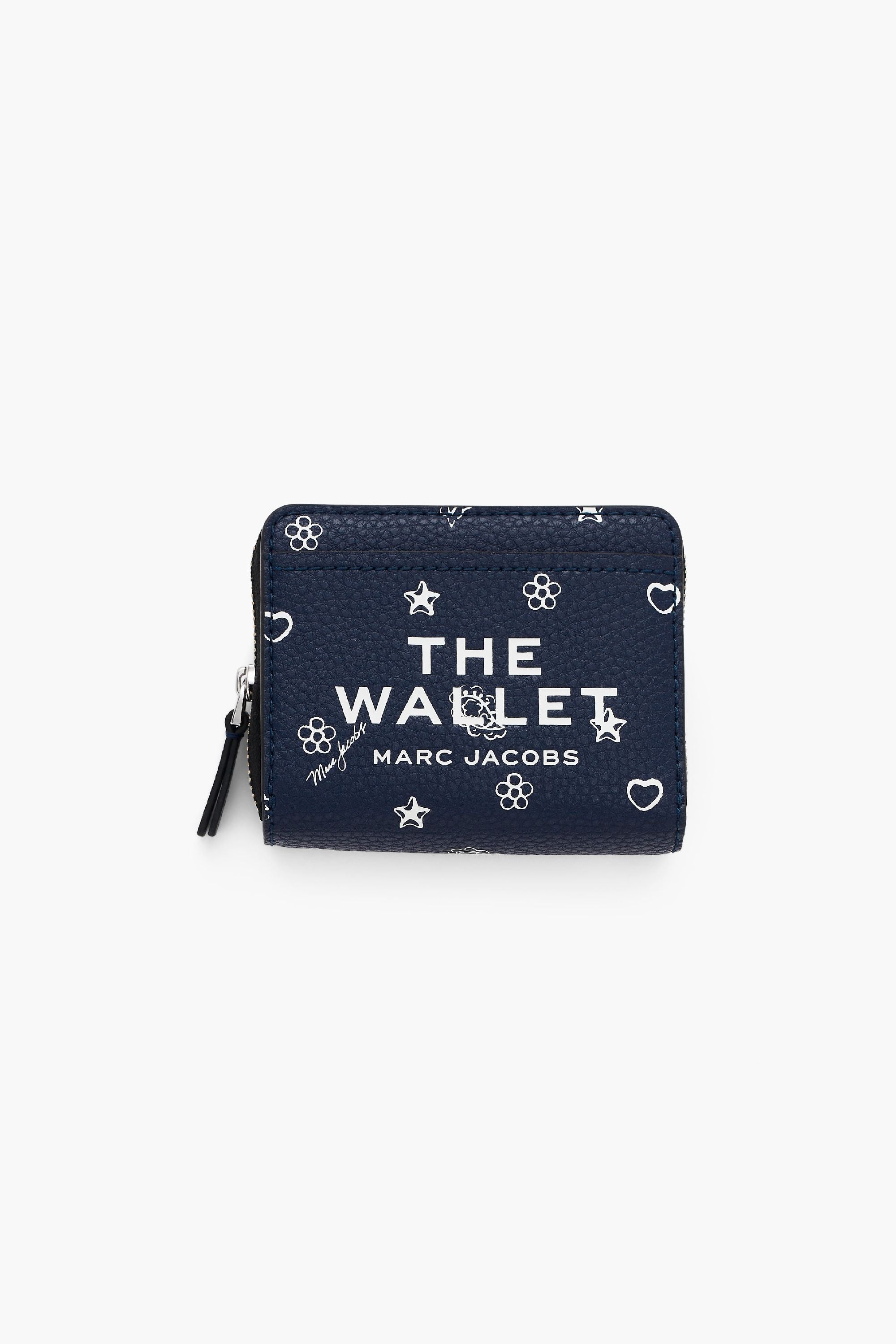 Bandana print leather wallet - Navy