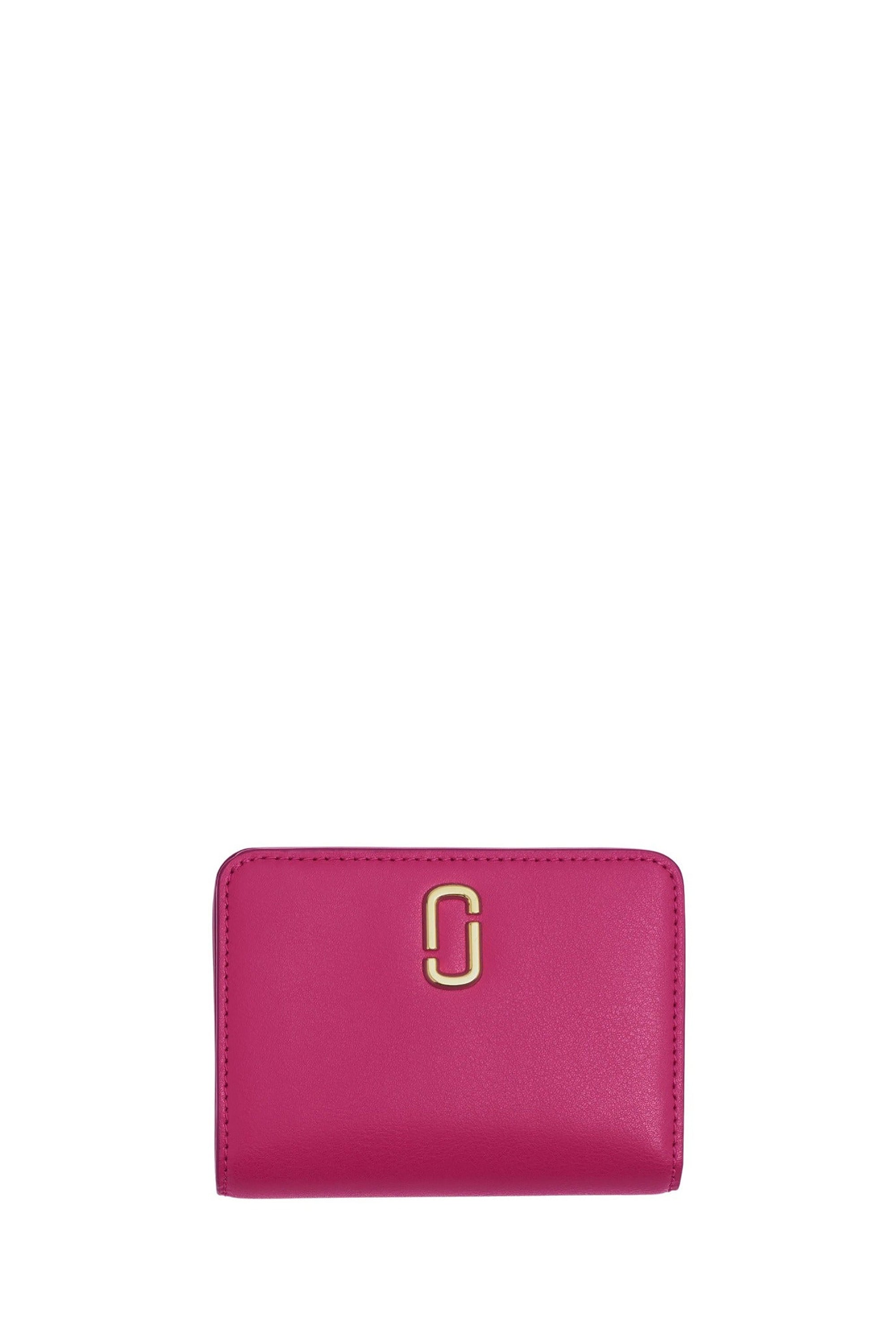 Mini portefeuille Compact en cuir - Lipstick Pink