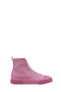 High-top lace-up trainers in fabric - Petal Pink