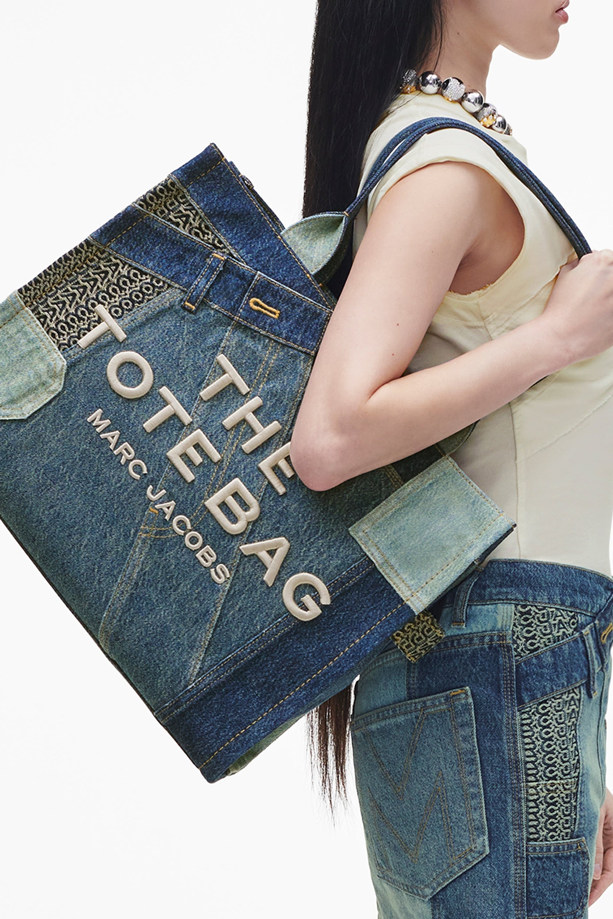 Grand sac The Tote Bag en denim - Indigo Multicolor