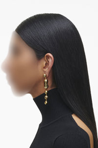 Boucles d'oreilles Ball chain Monogramme en laiton - Light Antique Gold