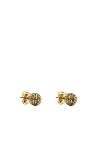 Ball chain Monogram earrings - Light Antique Gold
