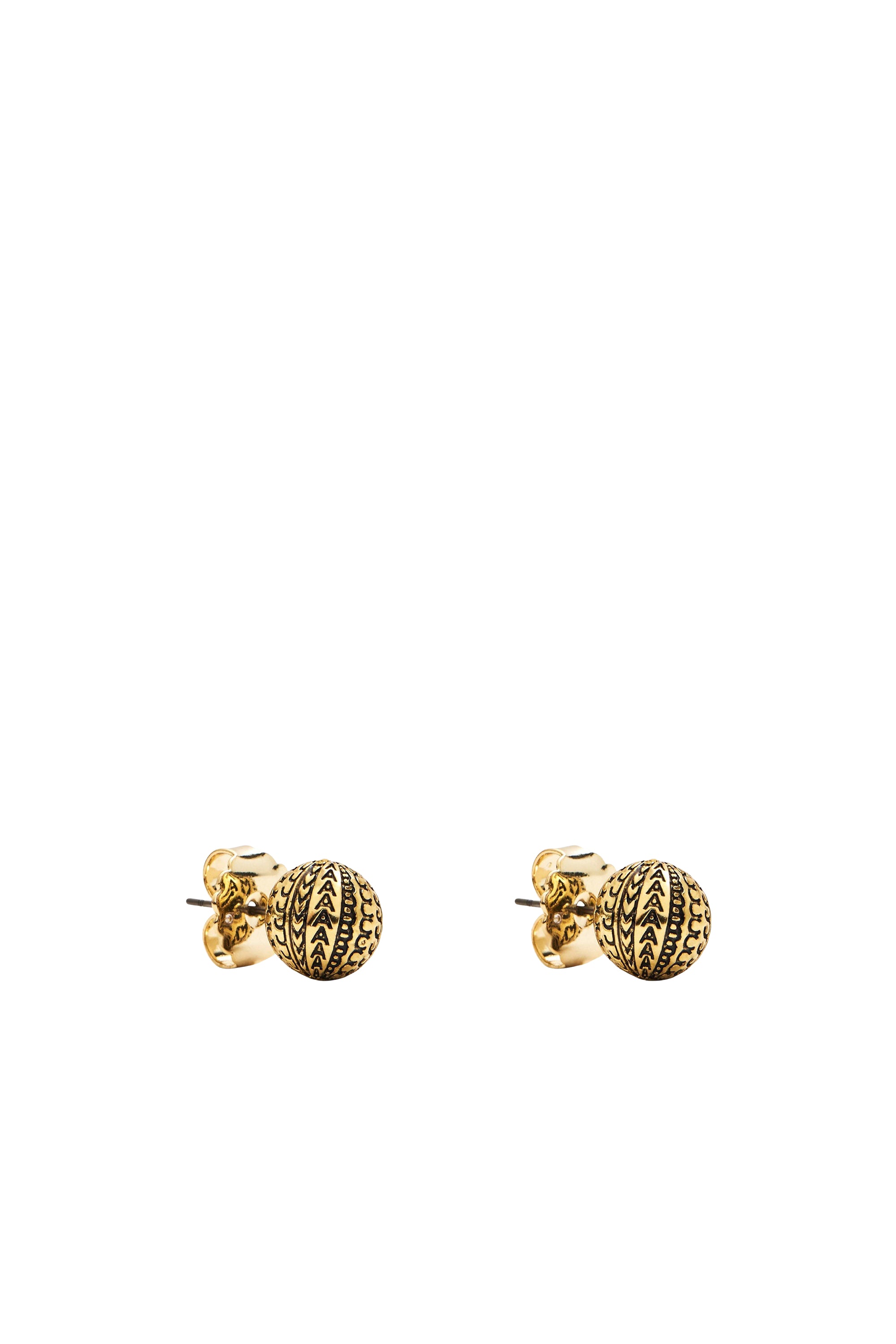 Ball chain Monogram earrings - Light Antique Gold