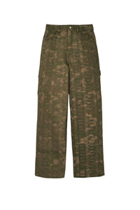 Pantalon large imprimé en denim - Camo Multicolor