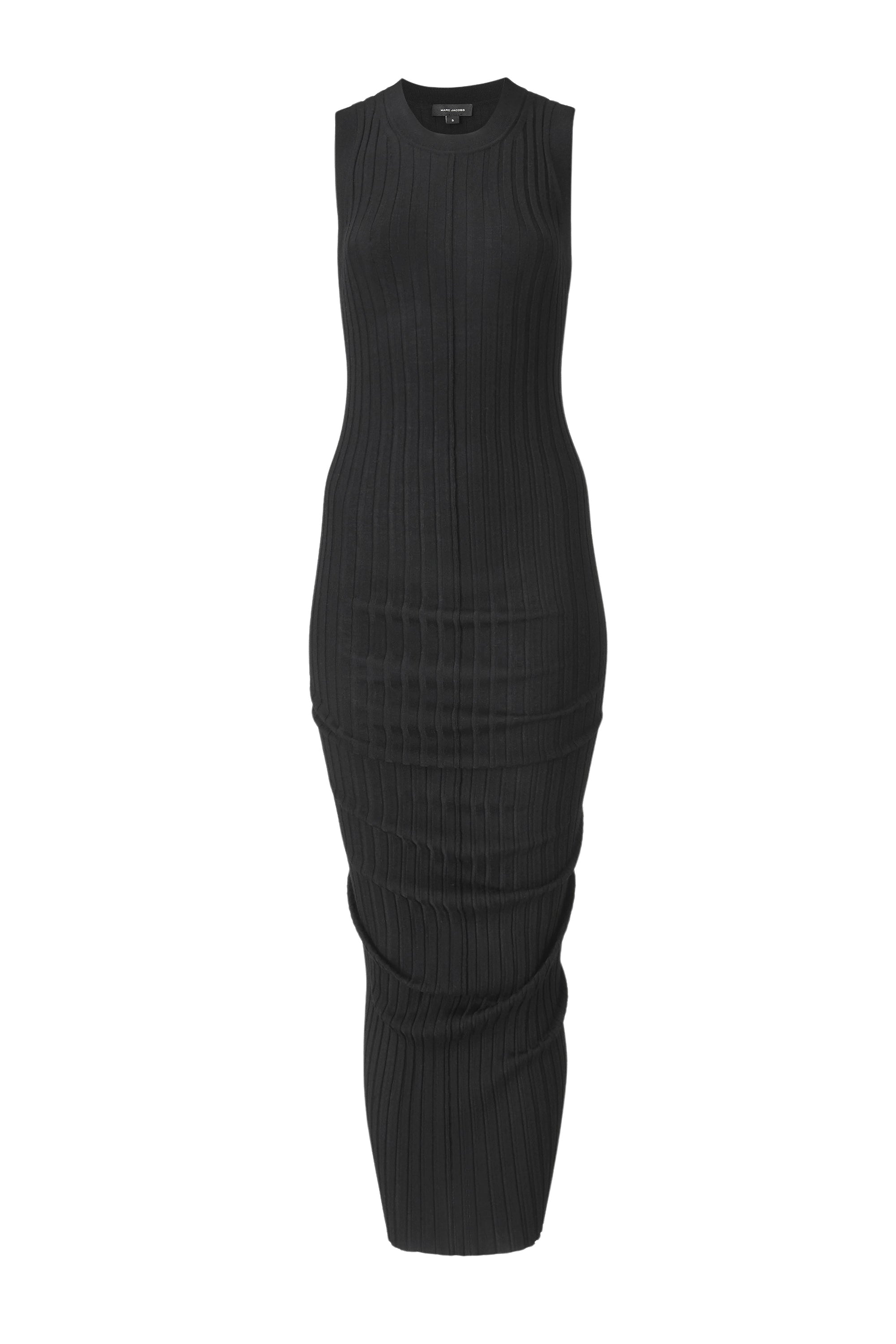 Robe midi côtelée et torsadé en laine - Black