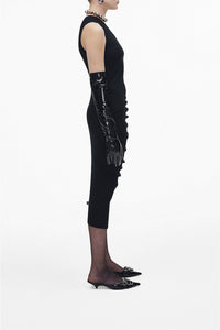 Robe midi côtelée et torsadé en laine - Black