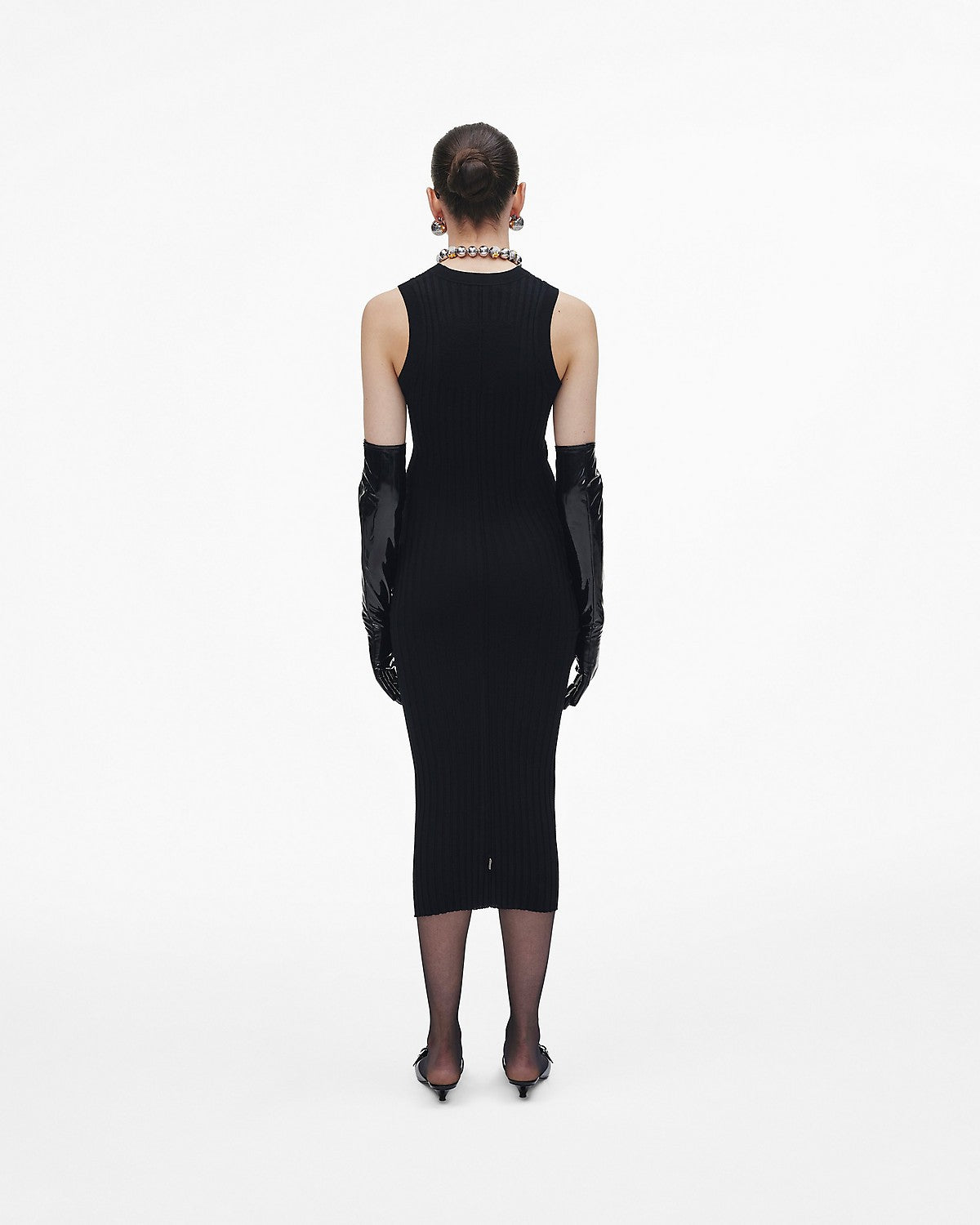 Robe midi côtelée et torsadé en laine - Black