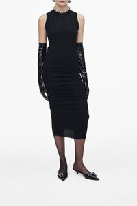 Robe midi côtelée et torsadé en laine - Black