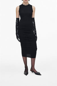 Robe midi côtelée et torsadé en laine - Black